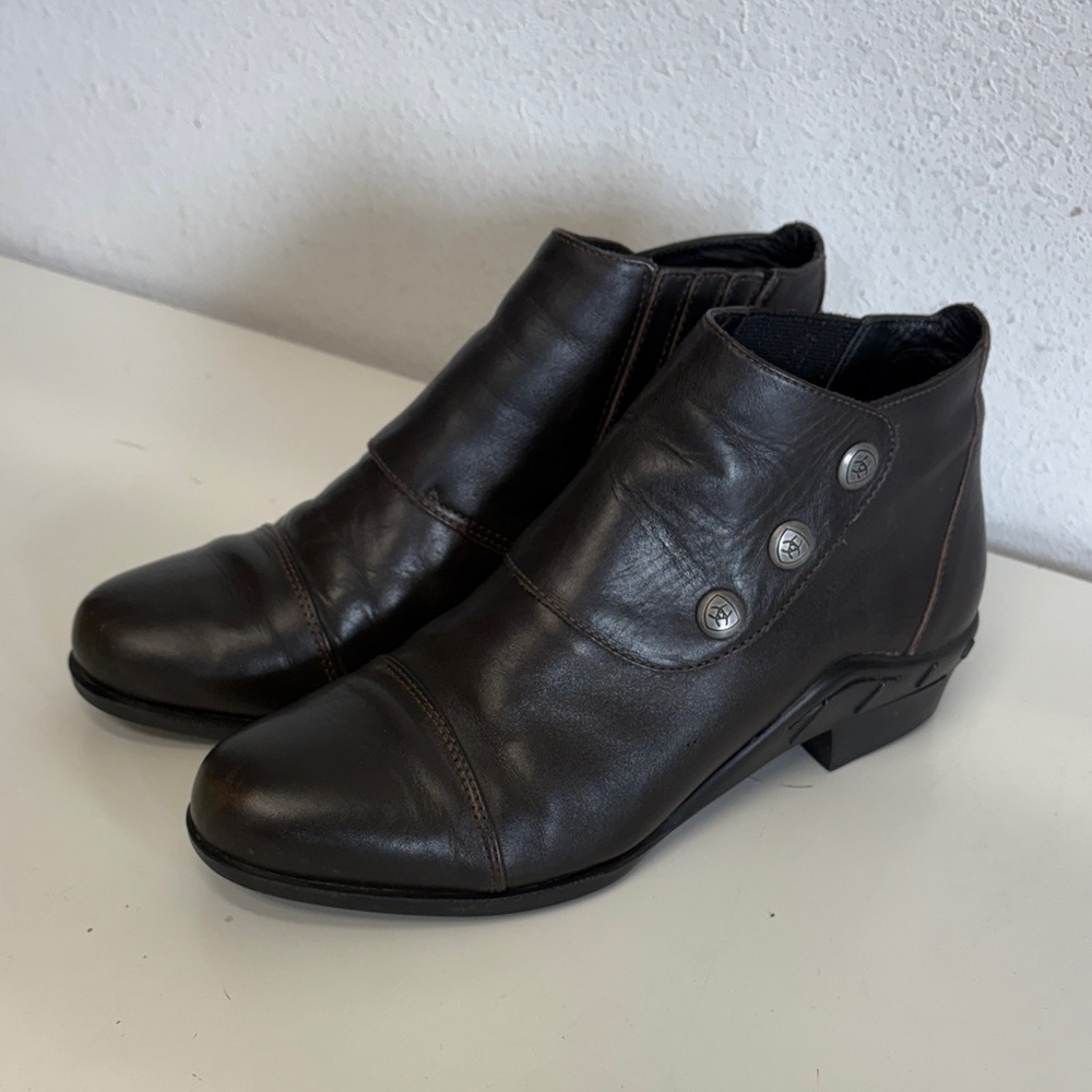 Women’s Ariat Brown Leather 3 Snap Spat Ankle Boots